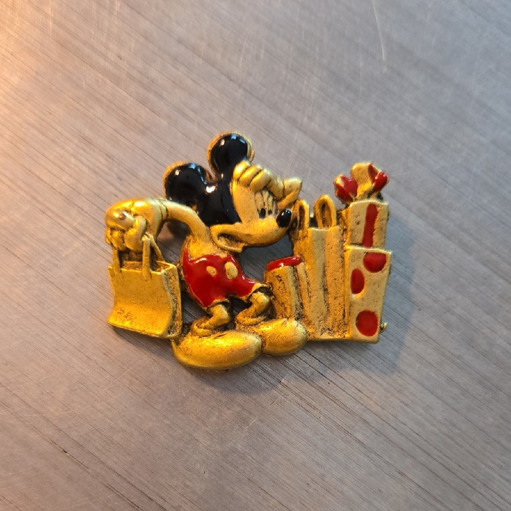 Vintage Mickey Mouse Christmas Presents Pin